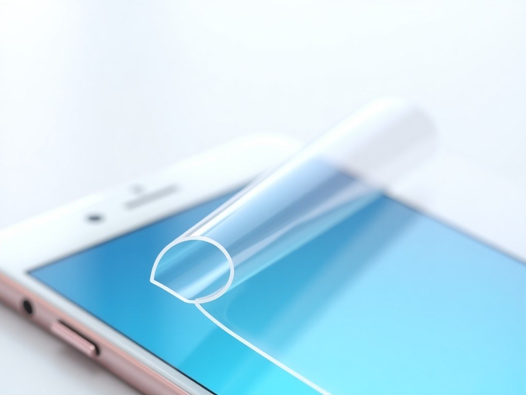 Mica de hidrogel flexible aplicándose sobre la pantalla de un celular